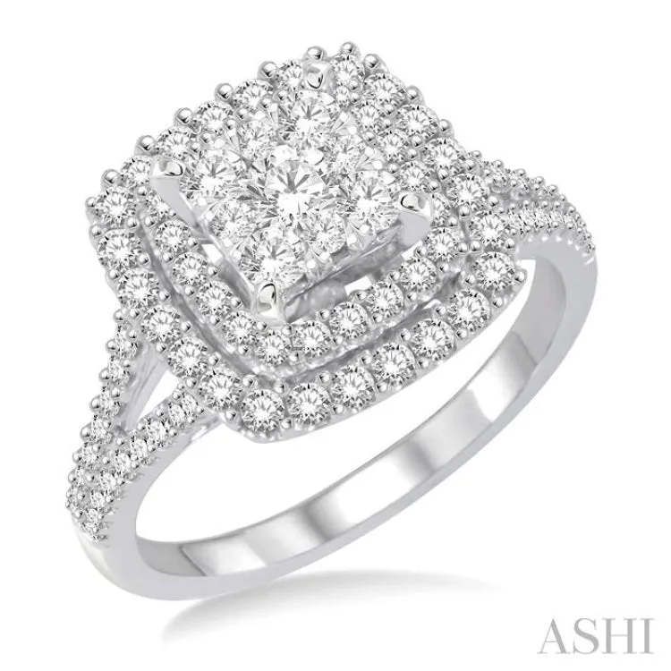 1 1/6 Ctw Diamond Lovebright Ring in 14K White Gold