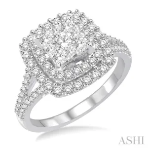 1 1/6 Ctw Diamond Lovebright Ring in 14K White Gold