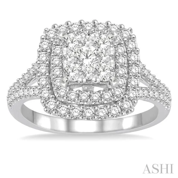 1 1/6 Ctw Diamond Lovebright Ring in 14K White Gold