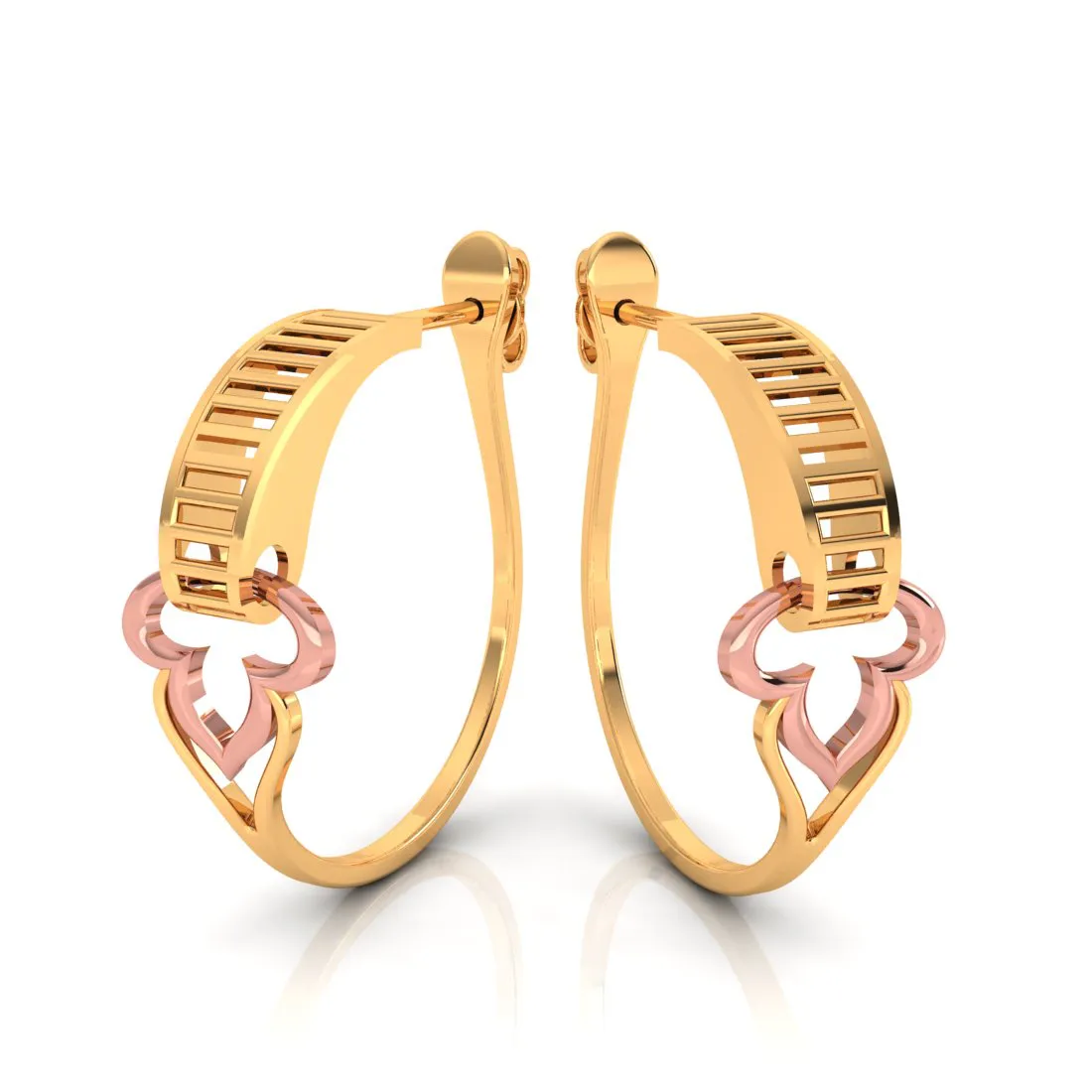 14k Beautiful Gold Earrings With A Touch Of Yellow Gold