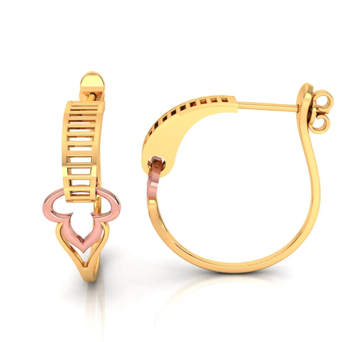 14k Beautiful Gold Earrings With A Touch Of Yellow Gold