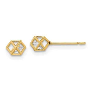 14k Gold Encased CZ Post Earrings