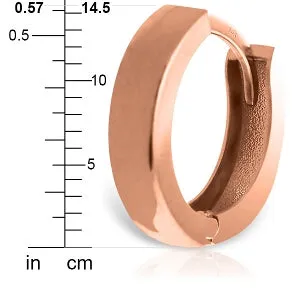 14K Solid Rose Gold Slim Huggie Earrings