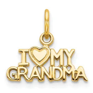 14k Yellow Gold I HEART MY GRANDMA Charm Pendant