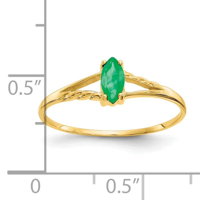 14k Yellow Gold Polished Emerald Birthstone Ring