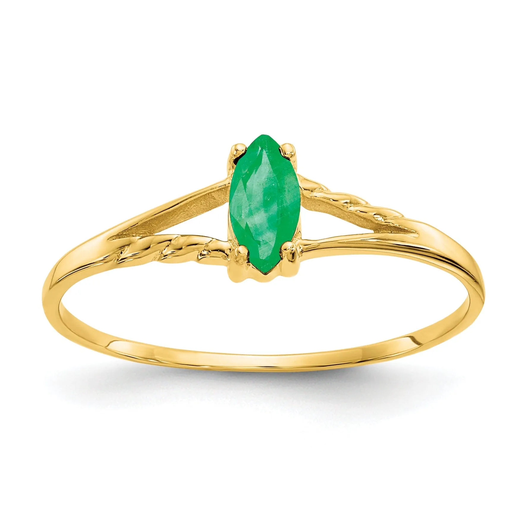 14k Yellow Gold Polished Emerald Birthstone Ring