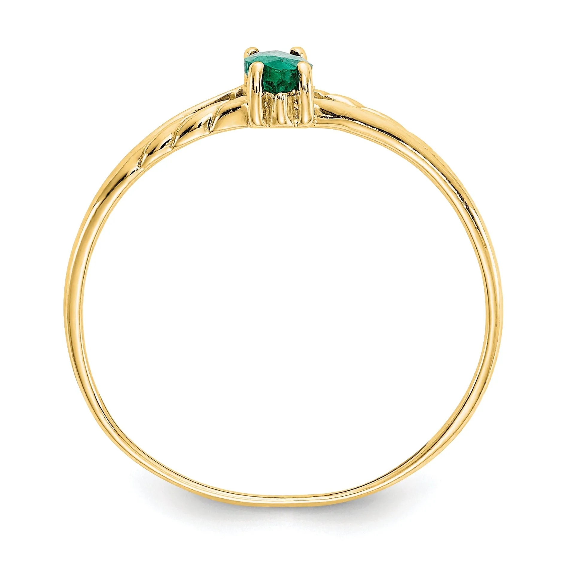 14k Yellow Gold Polished Emerald Birthstone Ring