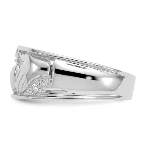 14kt white gold men's claddagh ring band