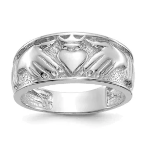 14kt white gold men's claddagh ring band