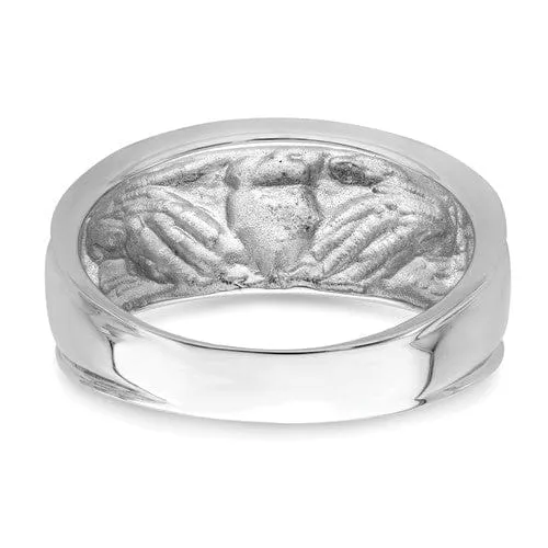 14kt white gold men's claddagh ring band