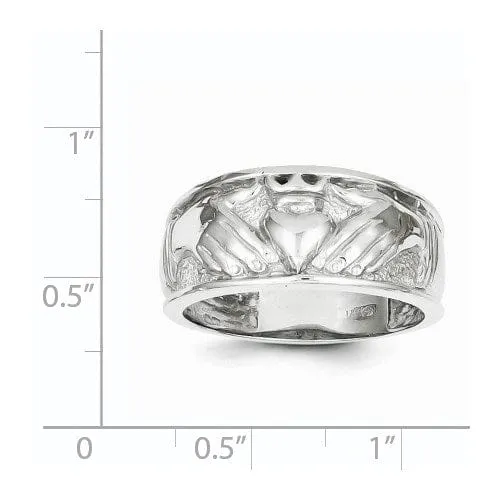 14kt white gold men's claddagh ring band