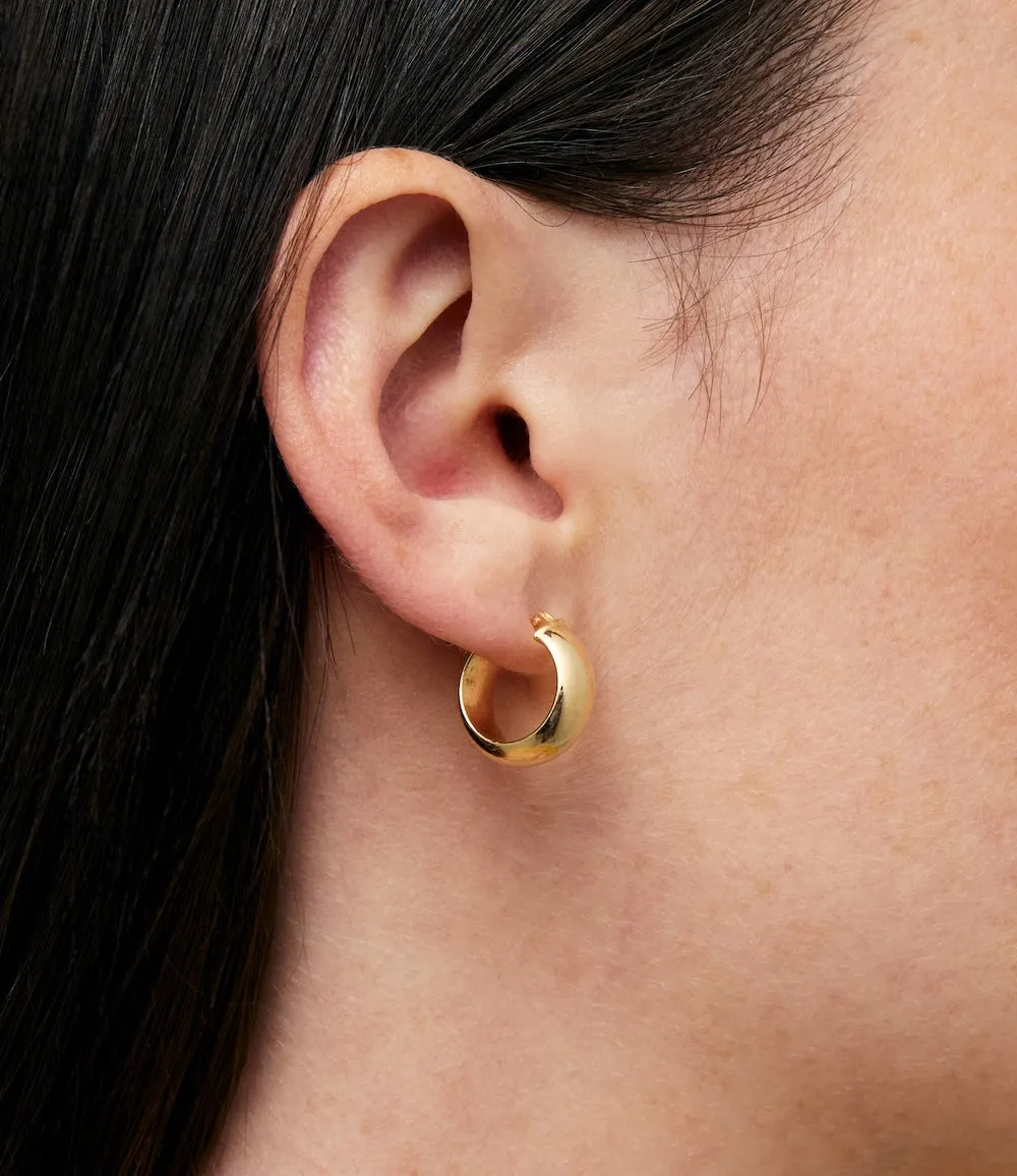 15mm Everyday Chubby Gold Hoop Earrings