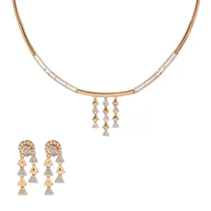 18K Rose Gold & CZ Necklace Set (19gm)