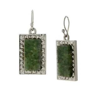 1928 Jewelry Classic Rectangle Gemstone Drop Earrings