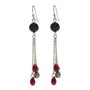 1928 Jewelry Multi Red Drop Chain Beaded Earrings