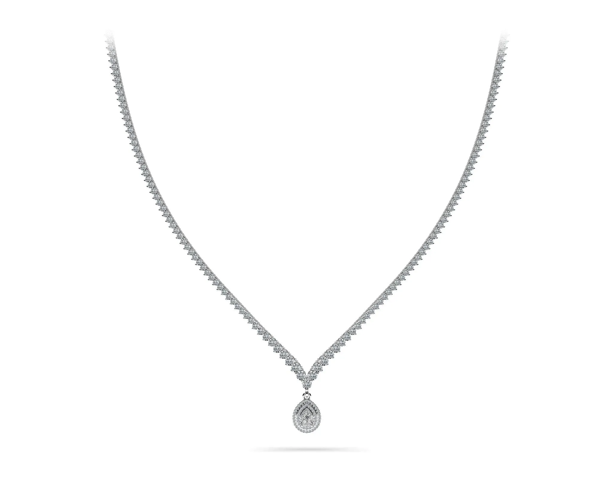 3 Prong Graduated V Diamond Necklace with 9.54 ct.(finished)