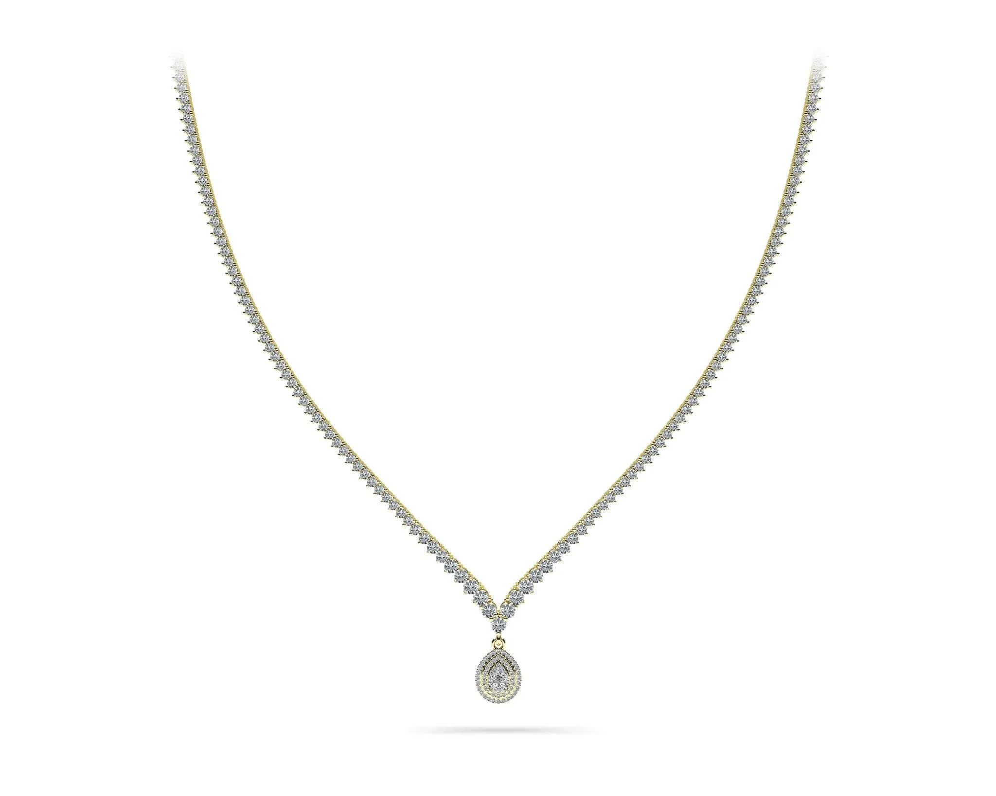 3 Prong Graduated V Diamond Necklace with 9.54 ct.(finished)