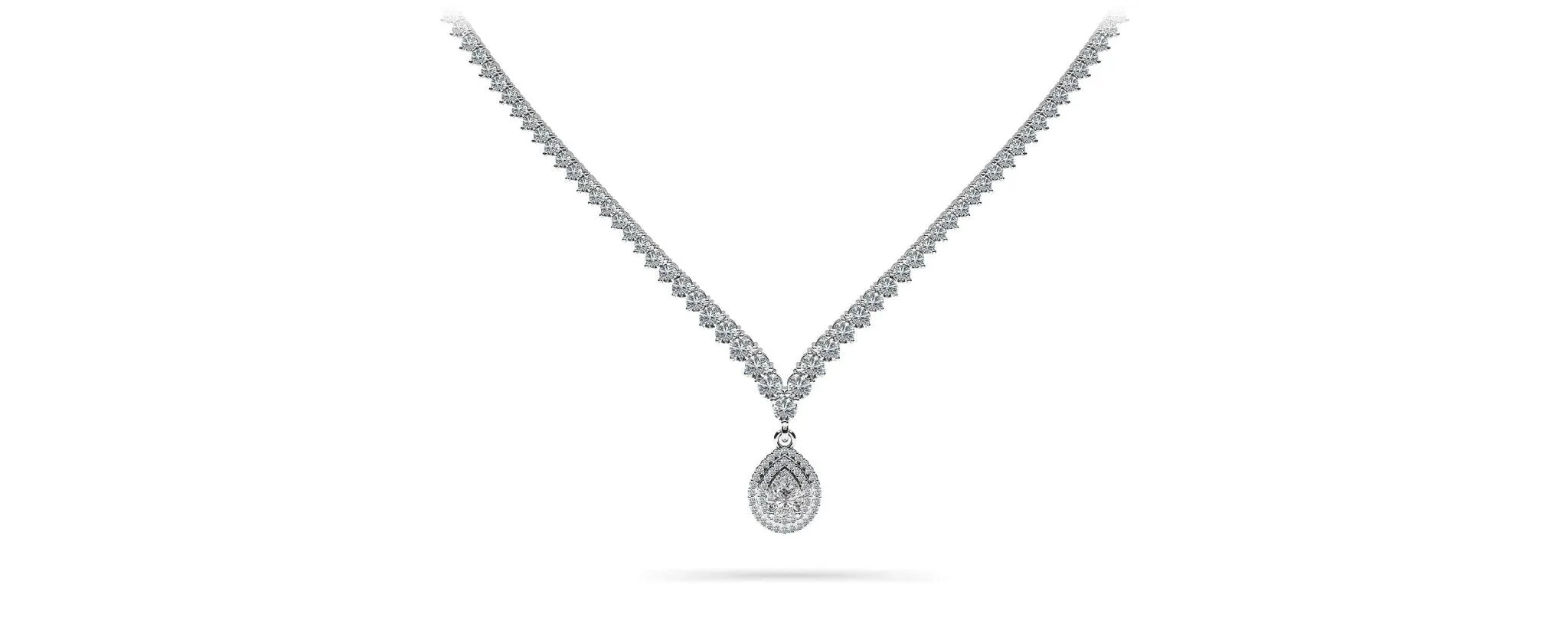 3 Prong Graduated V Diamond Necklace with 9.54 ct.(finished)