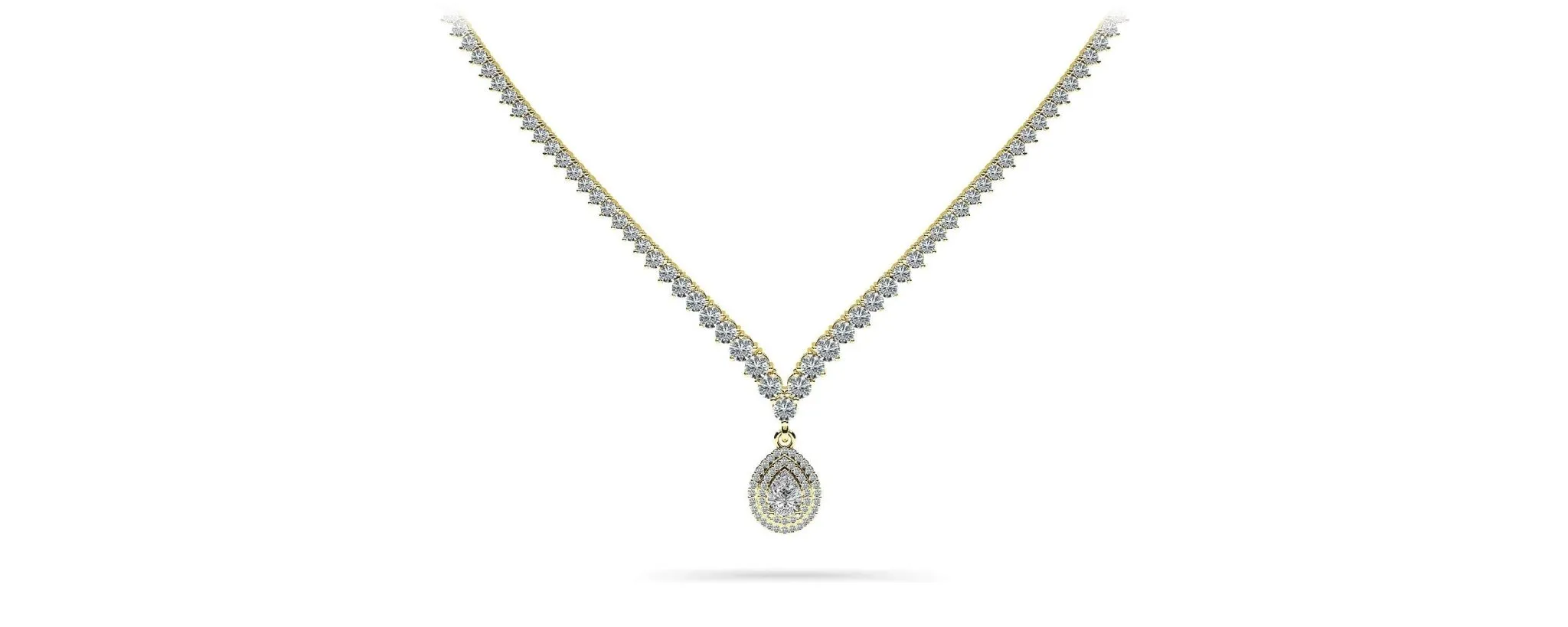 3 Prong Graduated V Diamond Necklace with 9.54 ct.(finished)