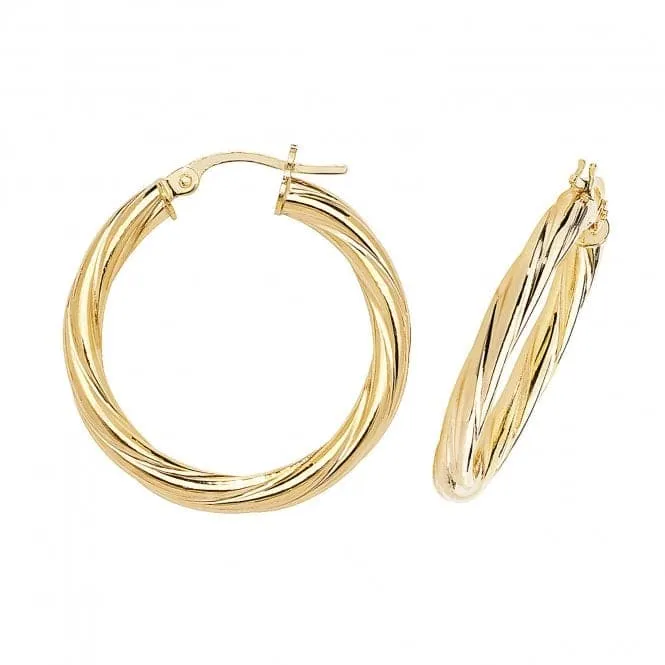 9ct Yellow Gold 20mm Hoop Earrings ER355