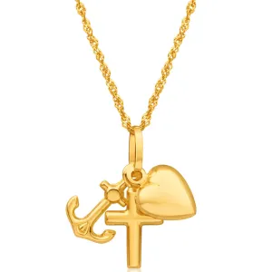 9ct Yellow Gold Silver Filled Faith Hope Charity Pendant