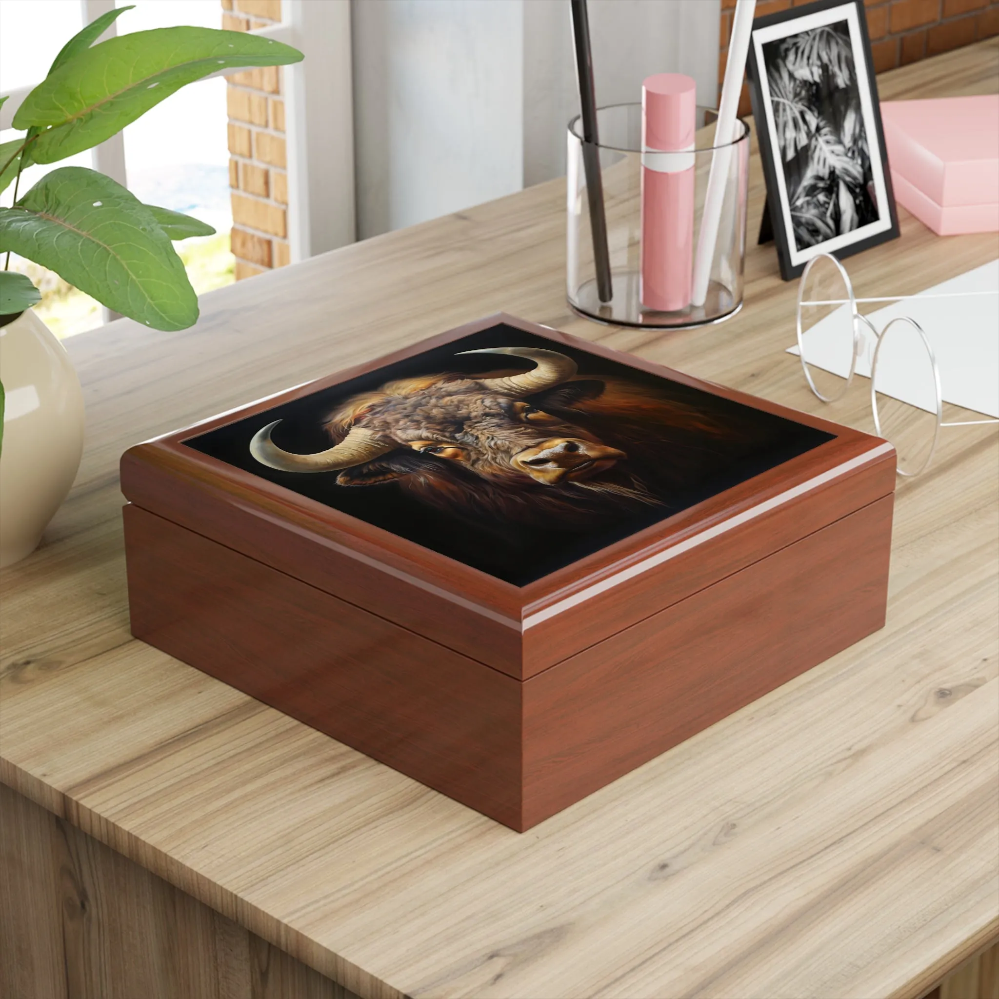 American Bison (Buffalo) Portrait Art Print Gift and Jewelry Box