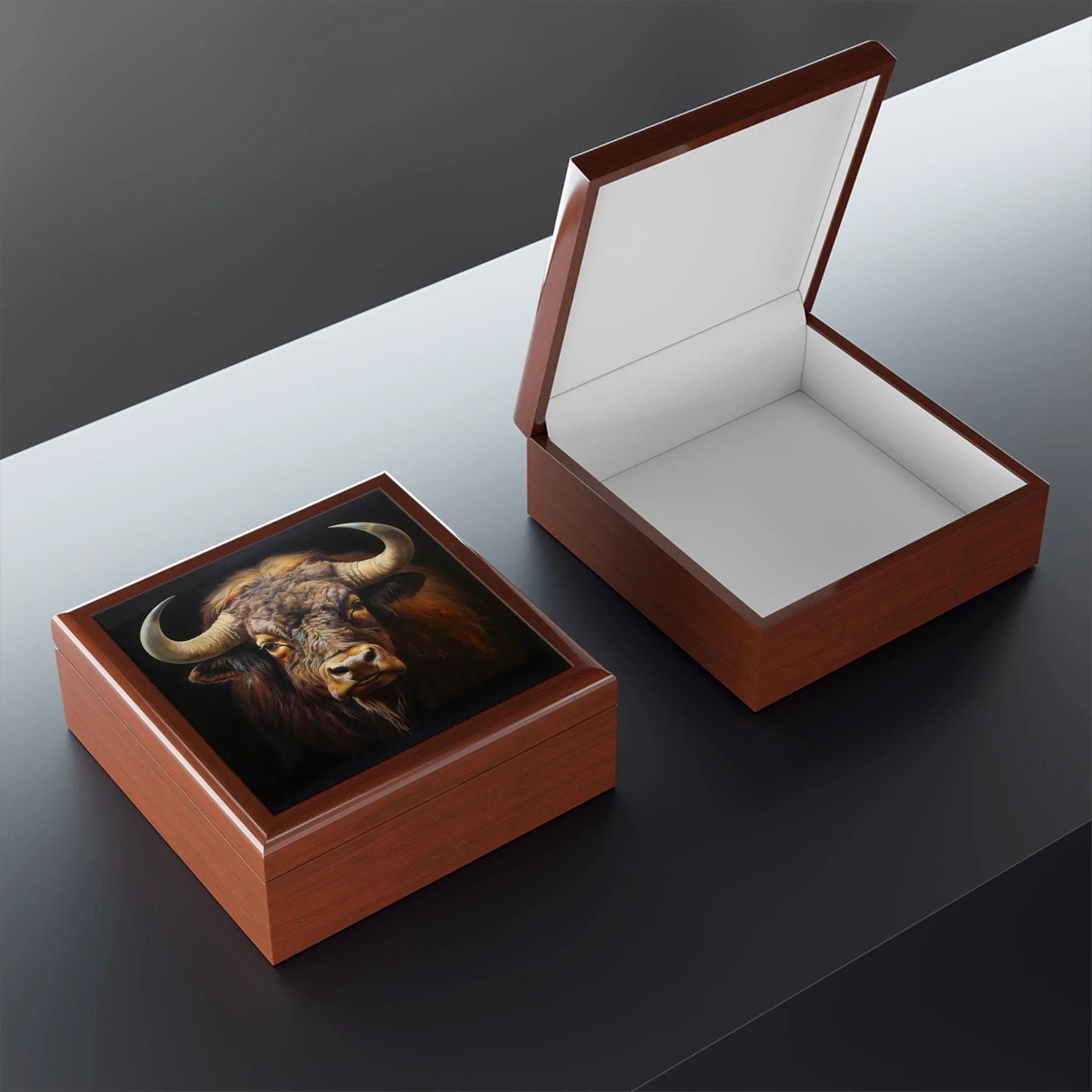 American Bison (Buffalo) Portrait Art Print Gift and Jewelry Box