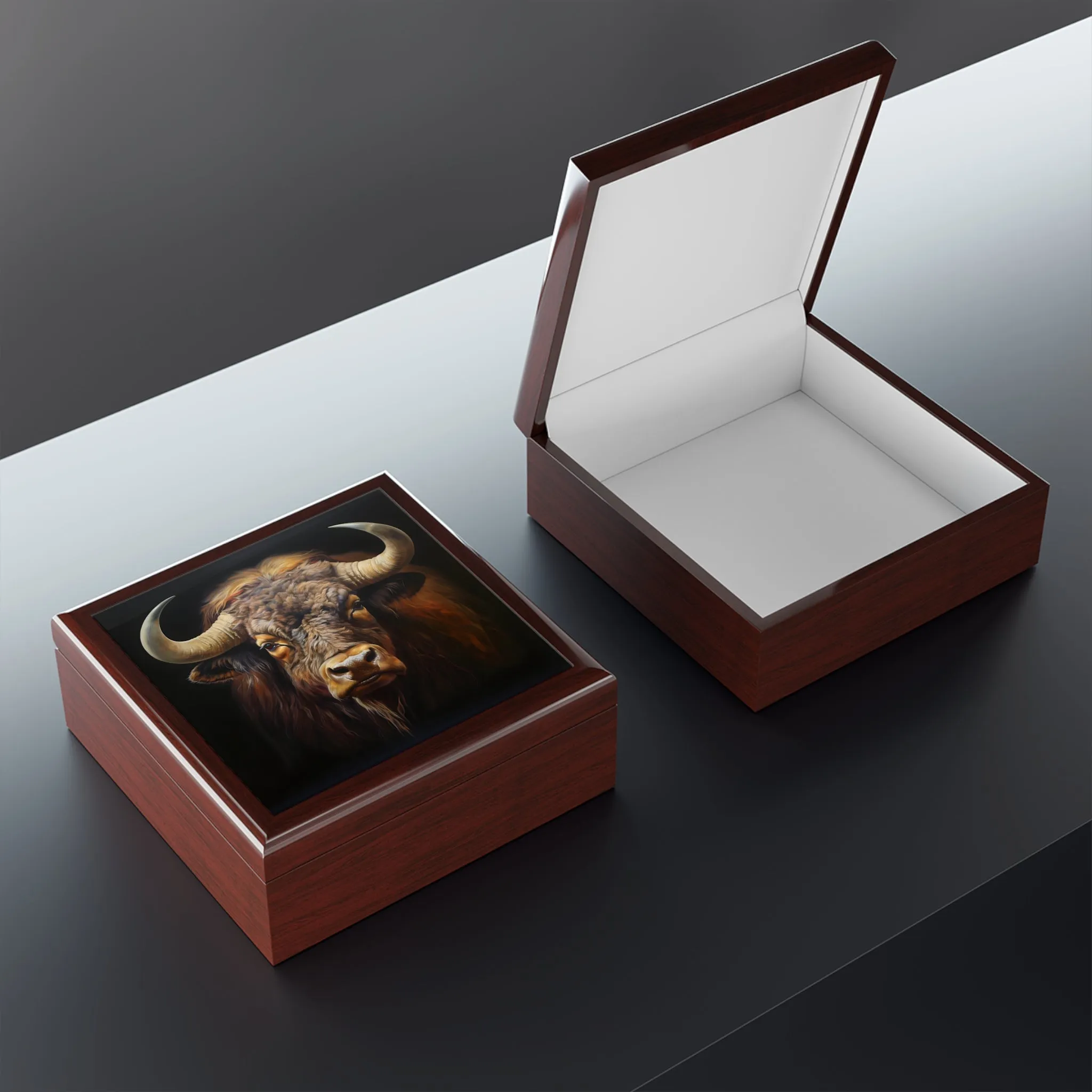 American Bison (Buffalo) Portrait Art Print Gift and Jewelry Box