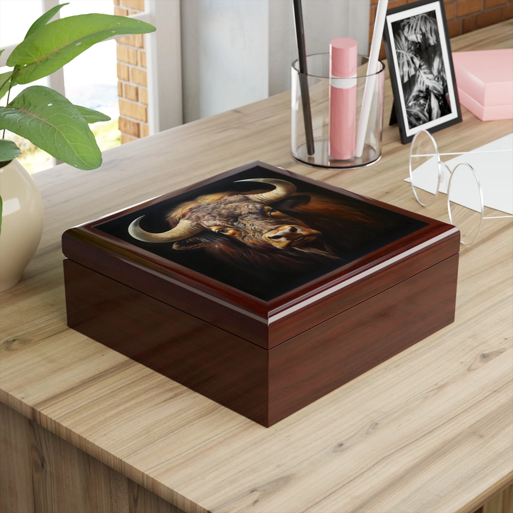 American Bison (Buffalo) Portrait Art Print Gift and Jewelry Box