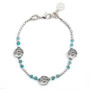 Aqua Textured Silver Cleo Coin Bracelet