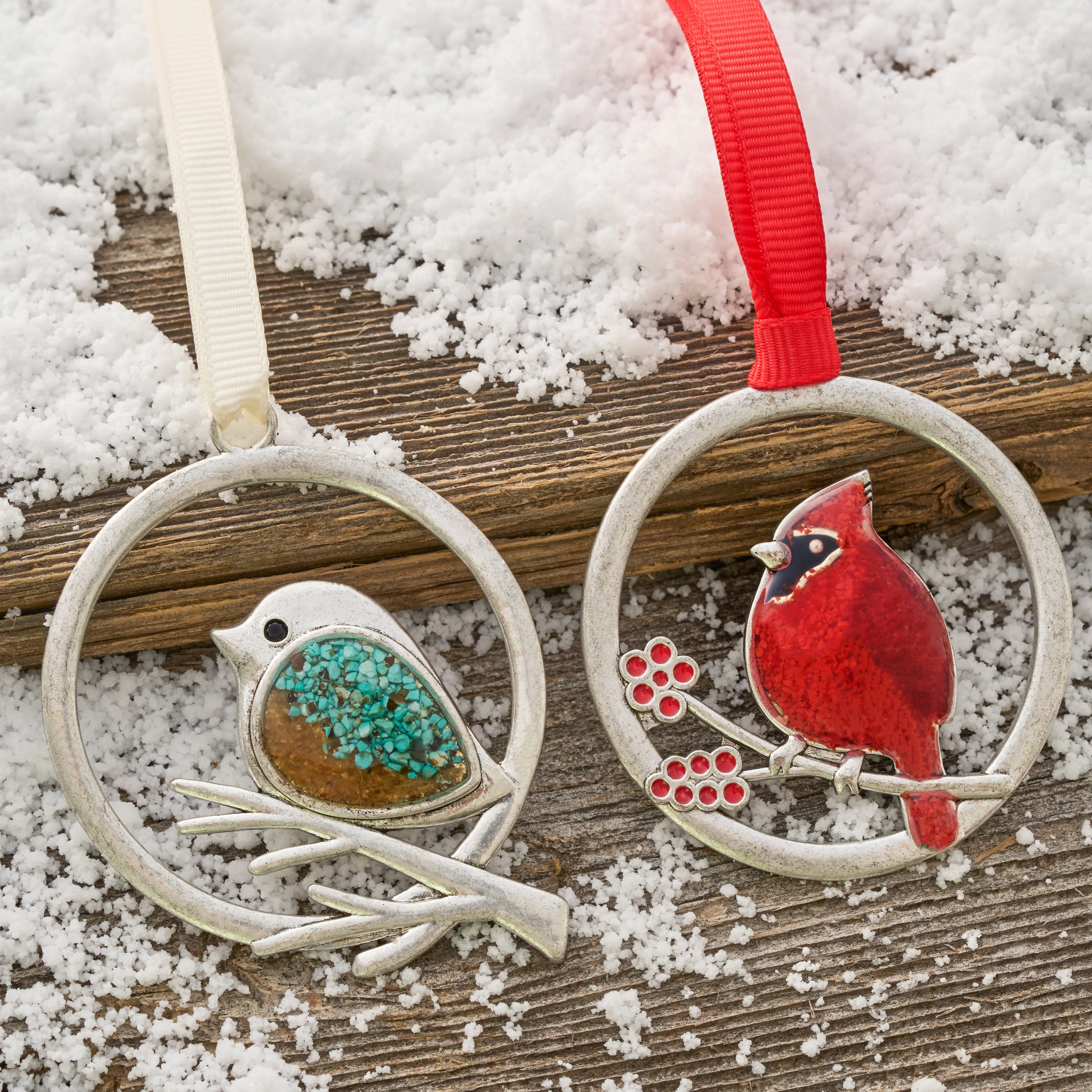 Cardinal and Sand Birdie Ornament Bundle