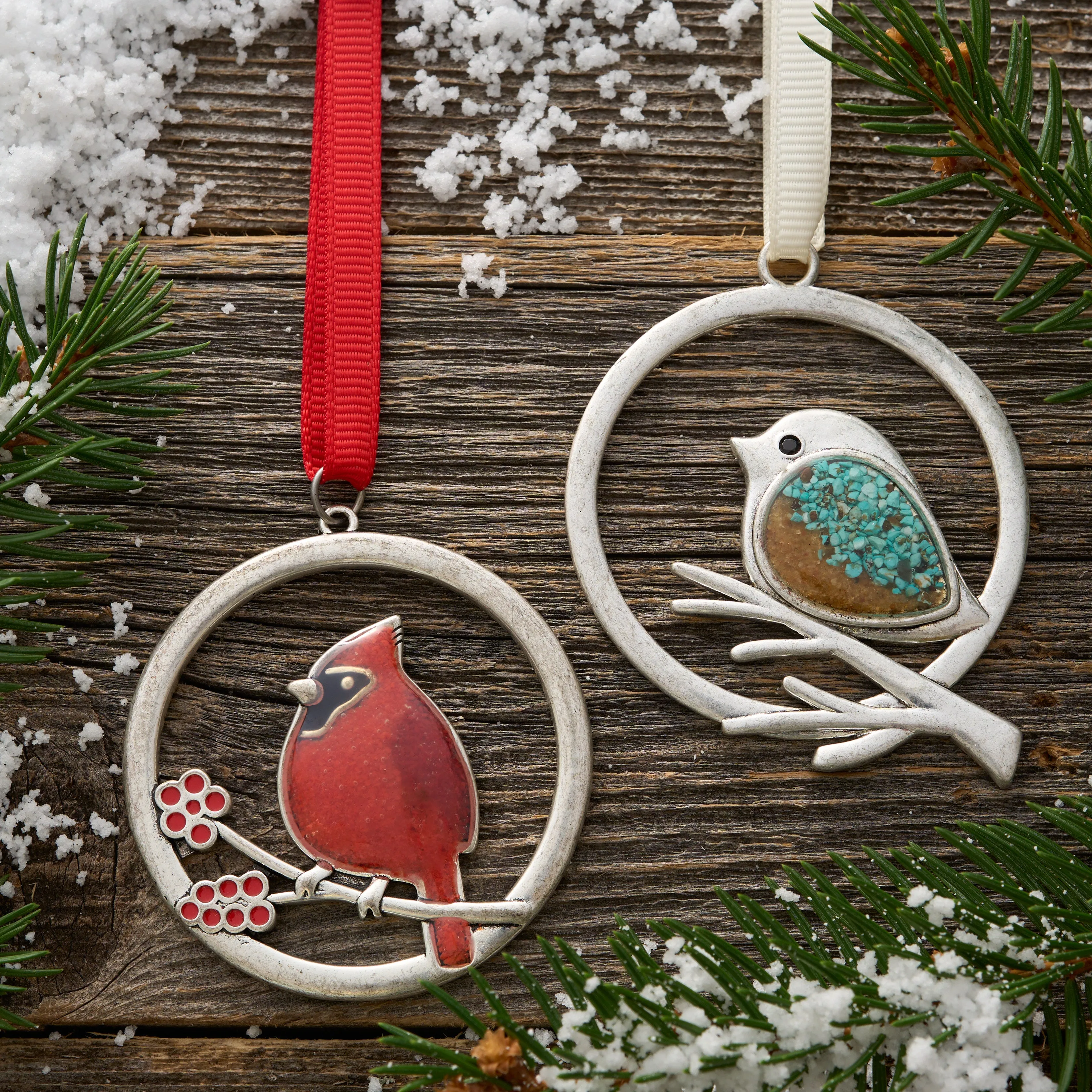 Cardinal and Sand Birdie Ornament Bundle