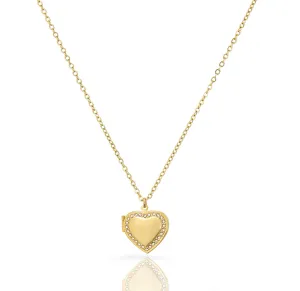 CHERISH GOLD HEART LOCKET PENDANT NECKLACE