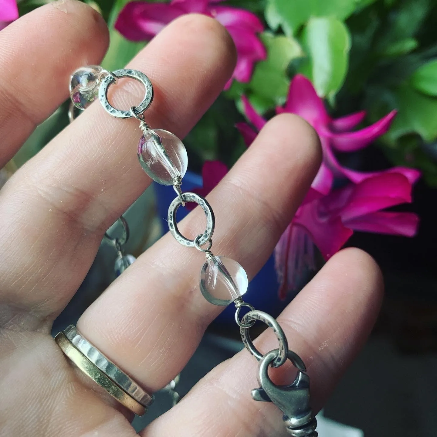 Clear Quartz and Sterling Silver Bracelet