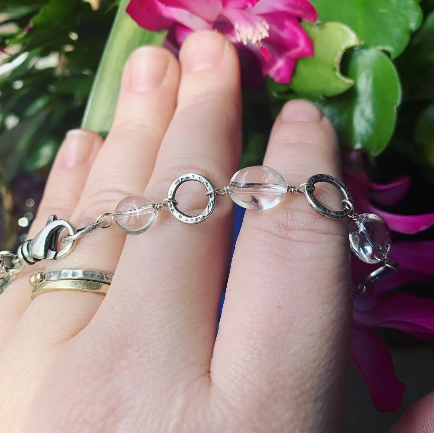 Clear Quartz and Sterling Silver Bracelet