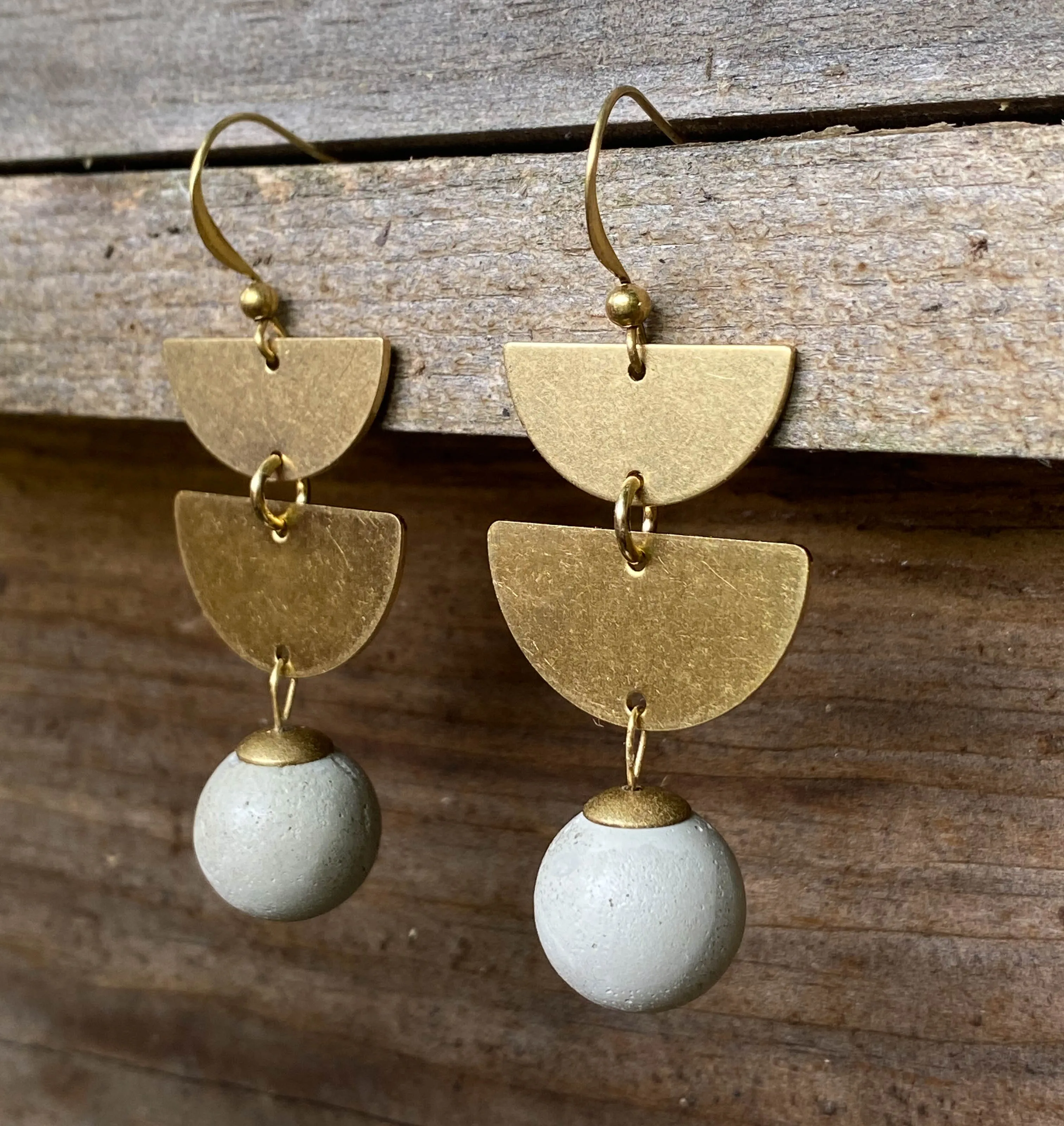 Concrete Modern Earrings - Half Circles