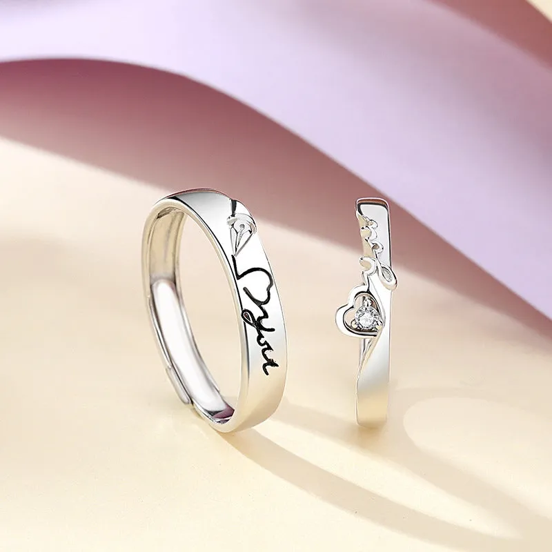 Custom I Love you Proposal Rings Set for Couples