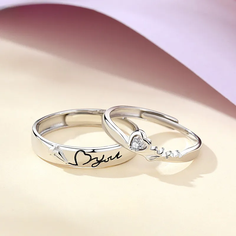 Custom I Love you Proposal Rings Set for Couples