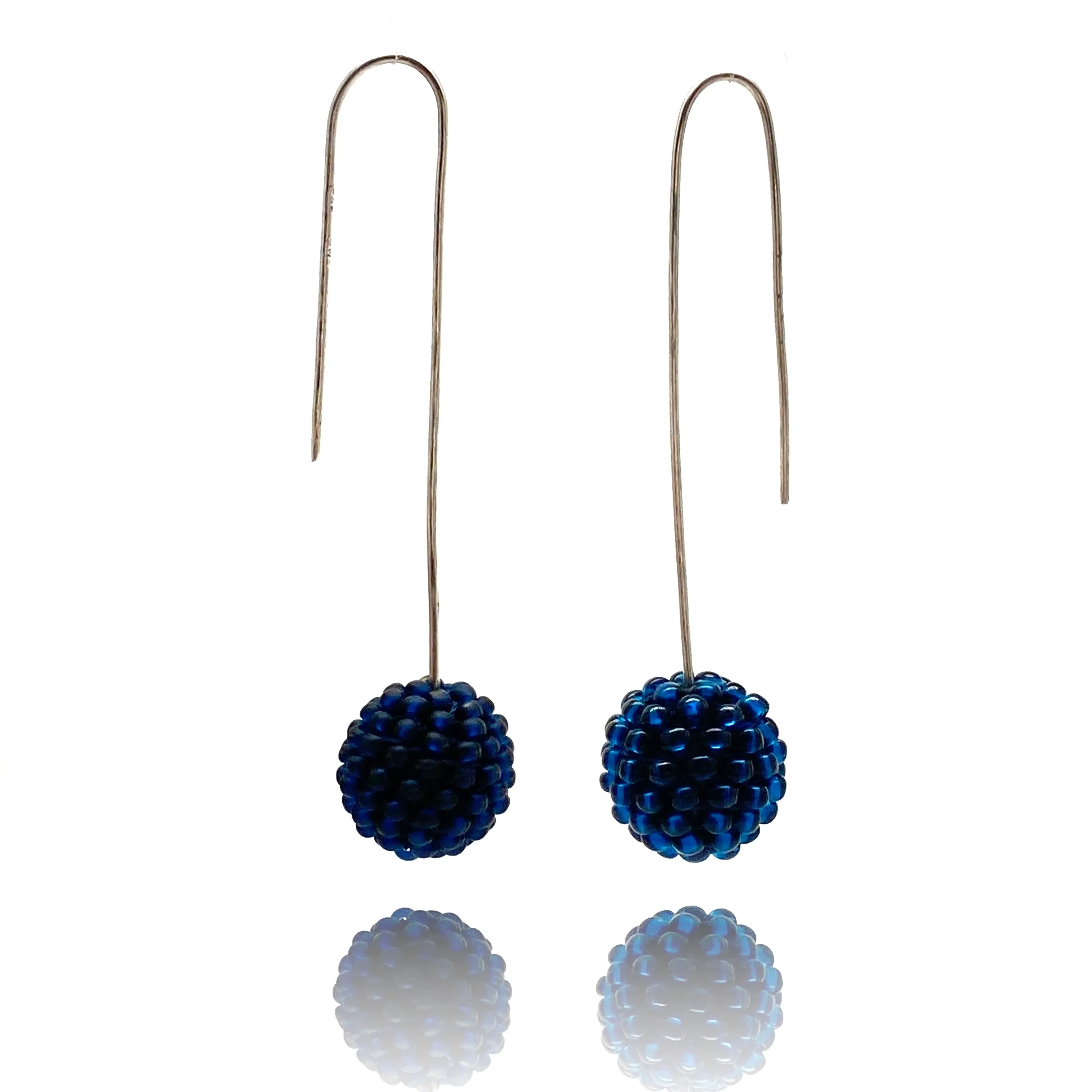 Dark Blue Bead Earrings