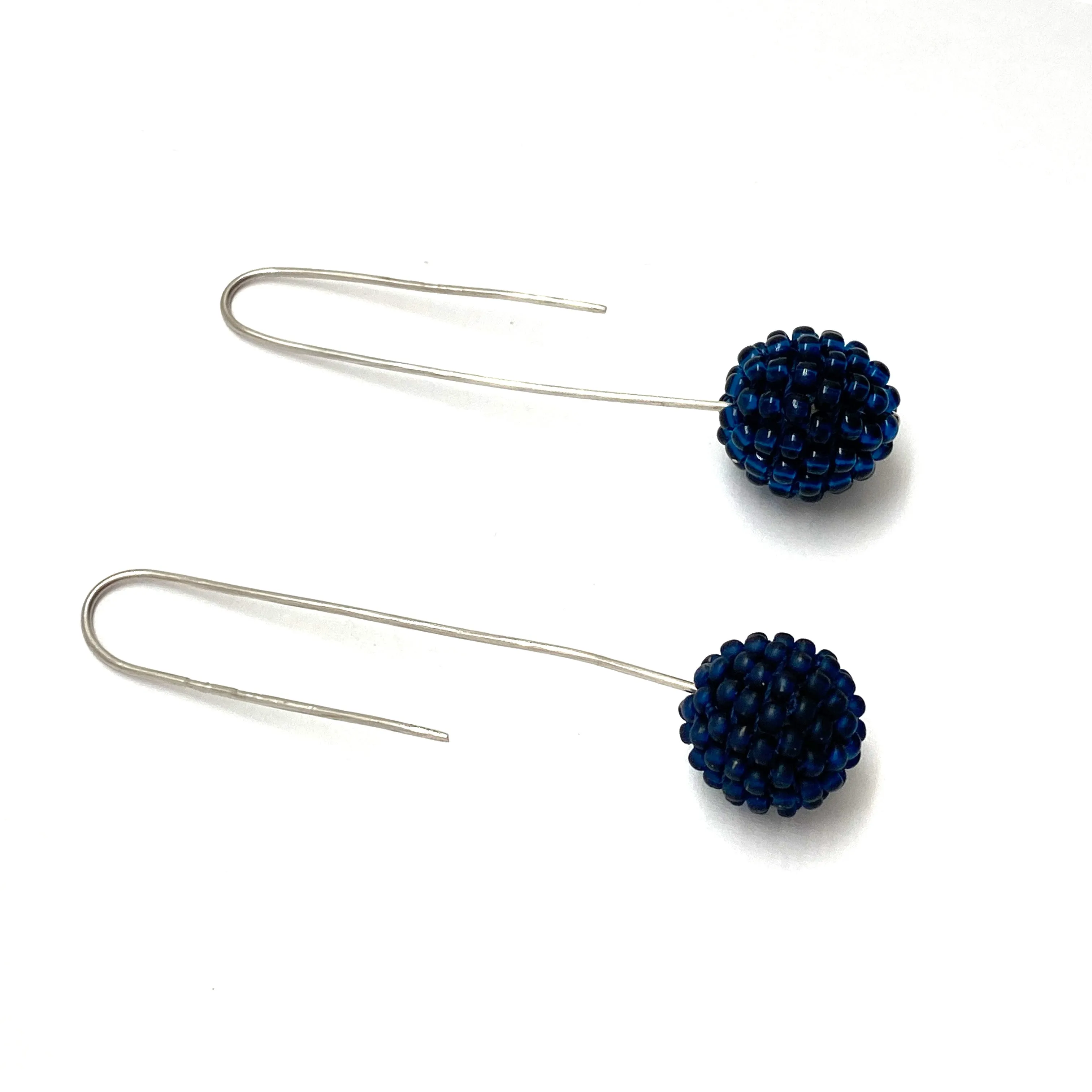 Dark Blue Bead Earrings