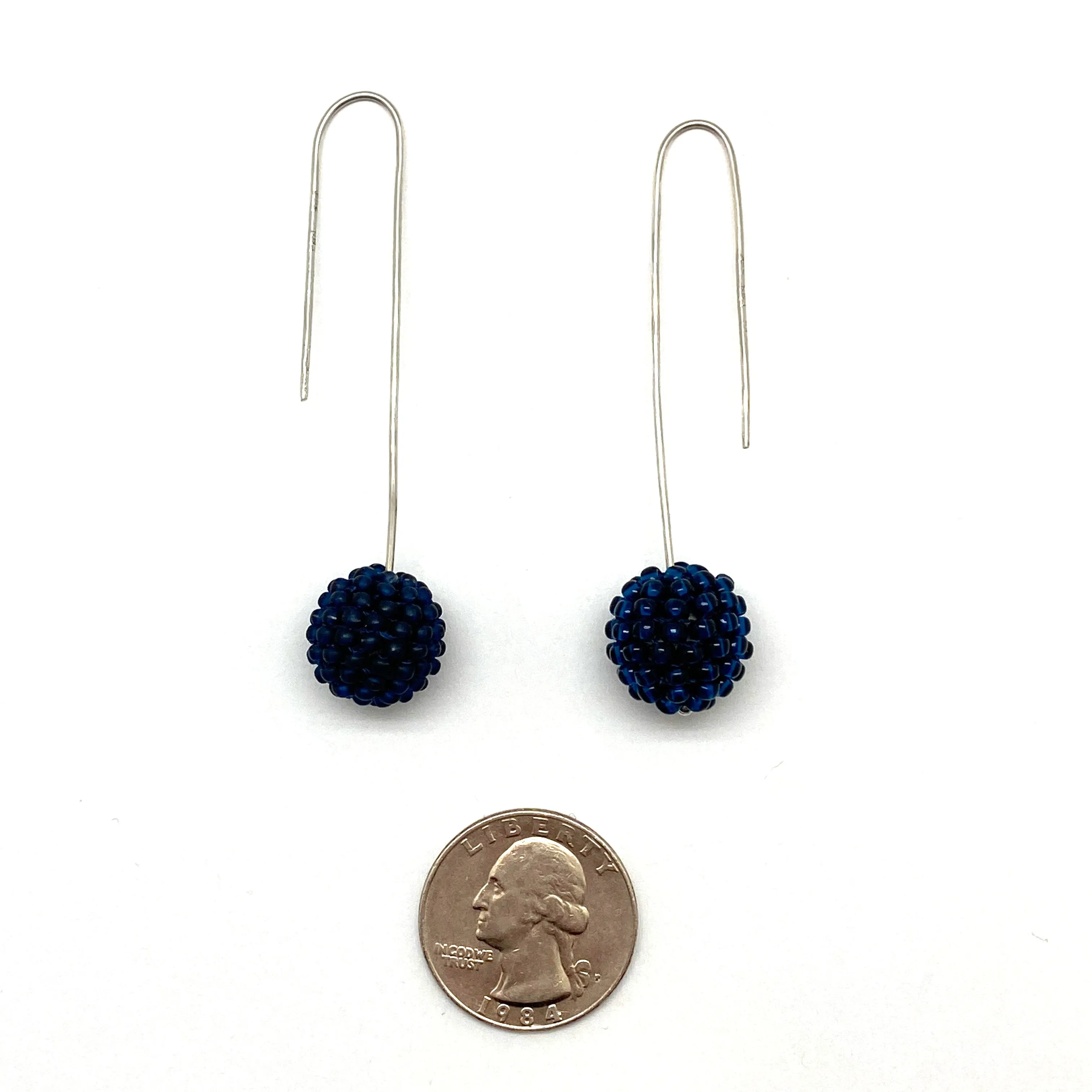 Dark Blue Bead Earrings