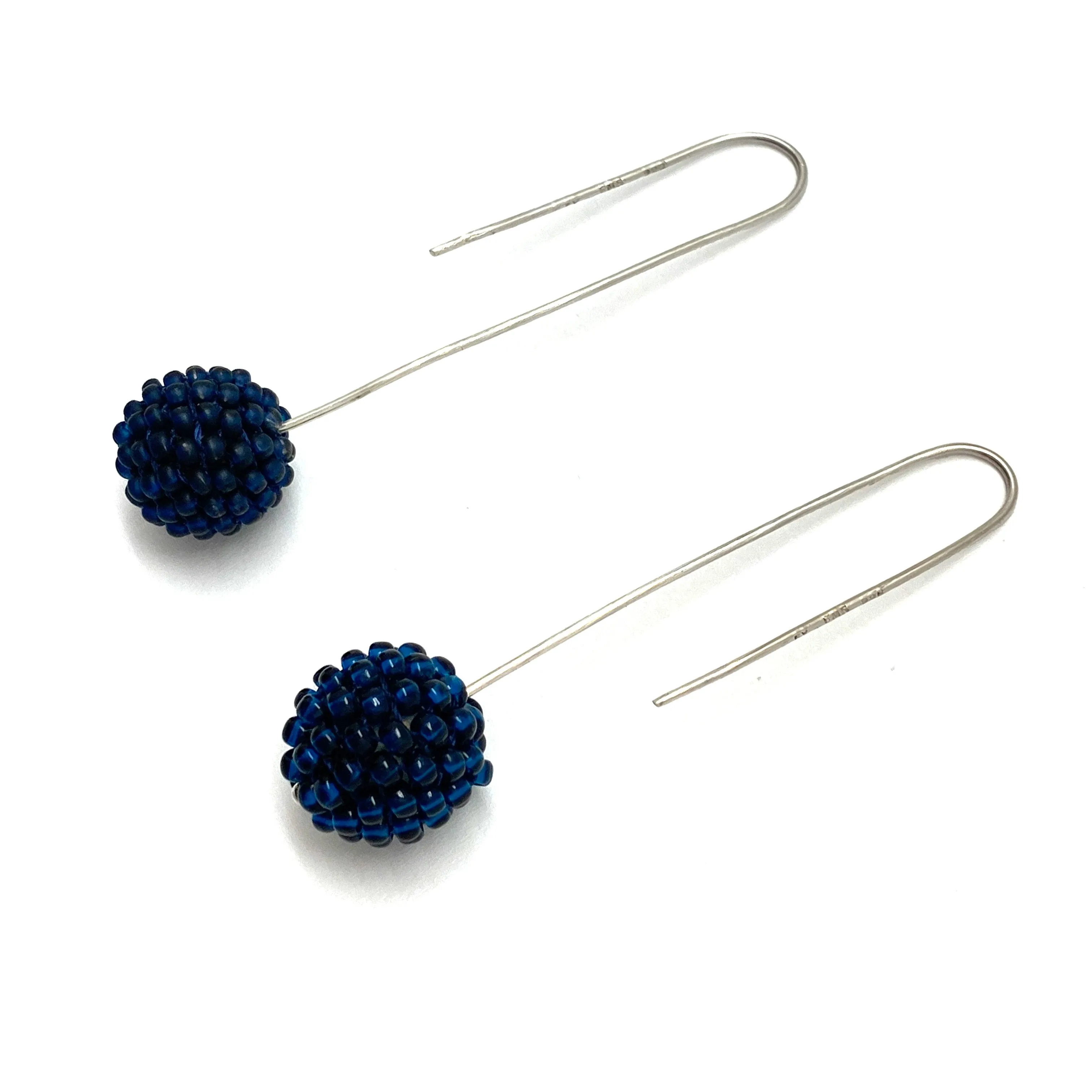 Dark Blue Bead Earrings