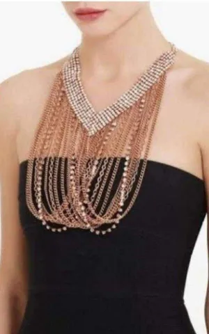 Draped Chain Rhinestone Necklace