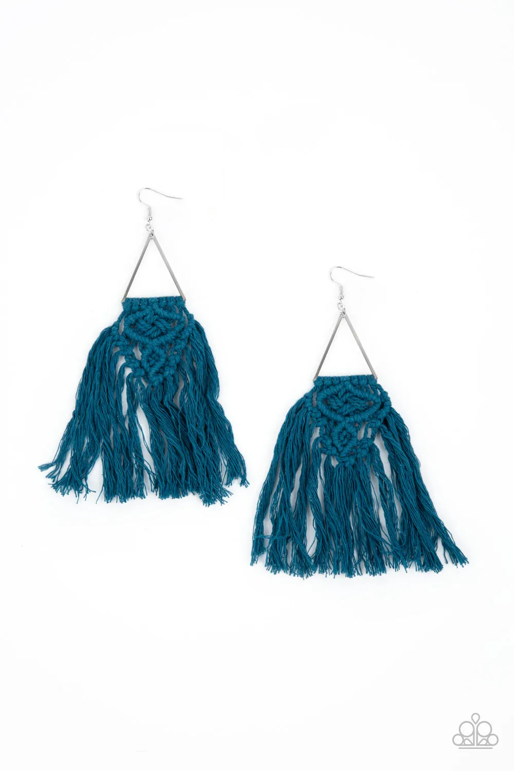 Earrings Modern Day Macrame - Blue E68