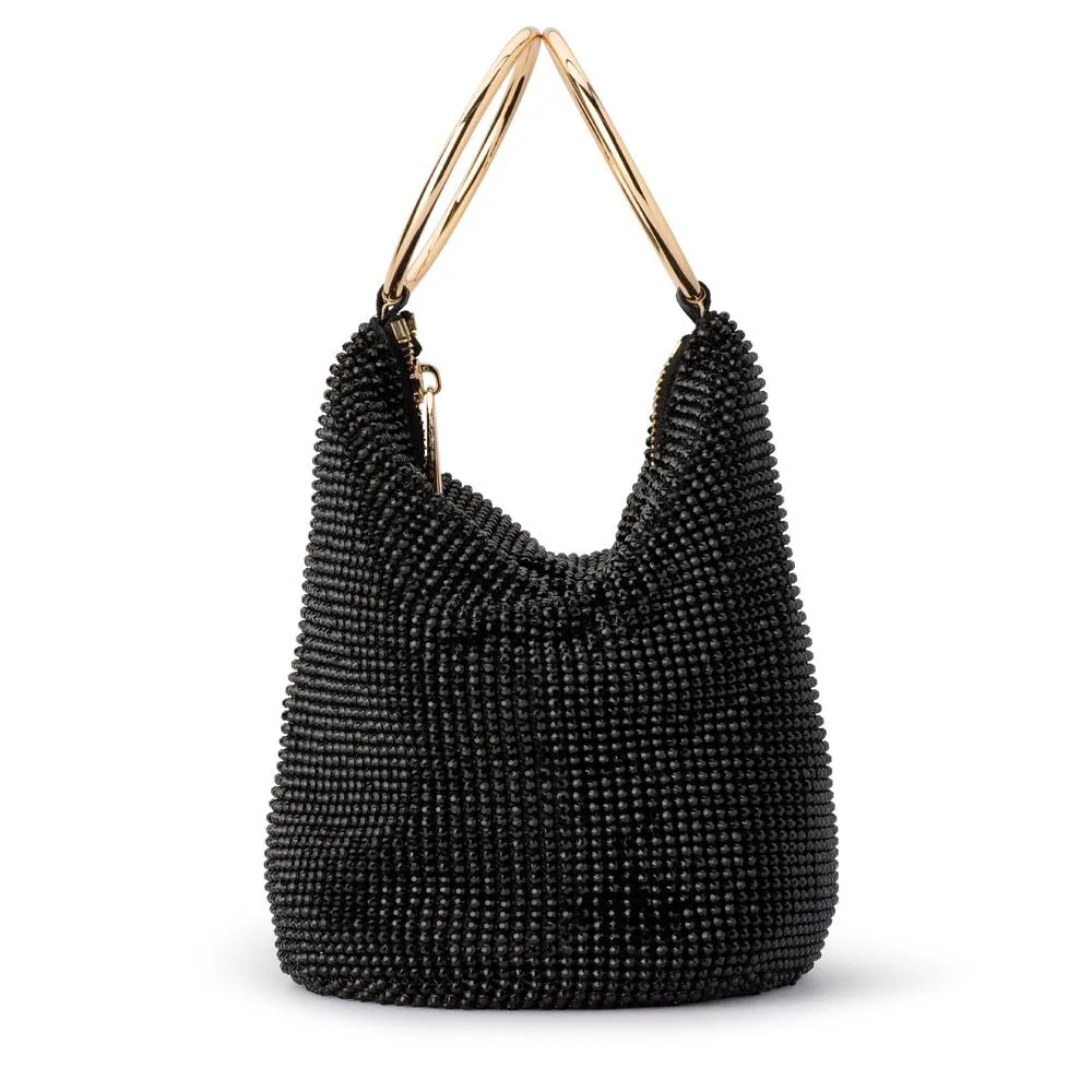 ELLIE Crystal Mesh Ring Handle Bag