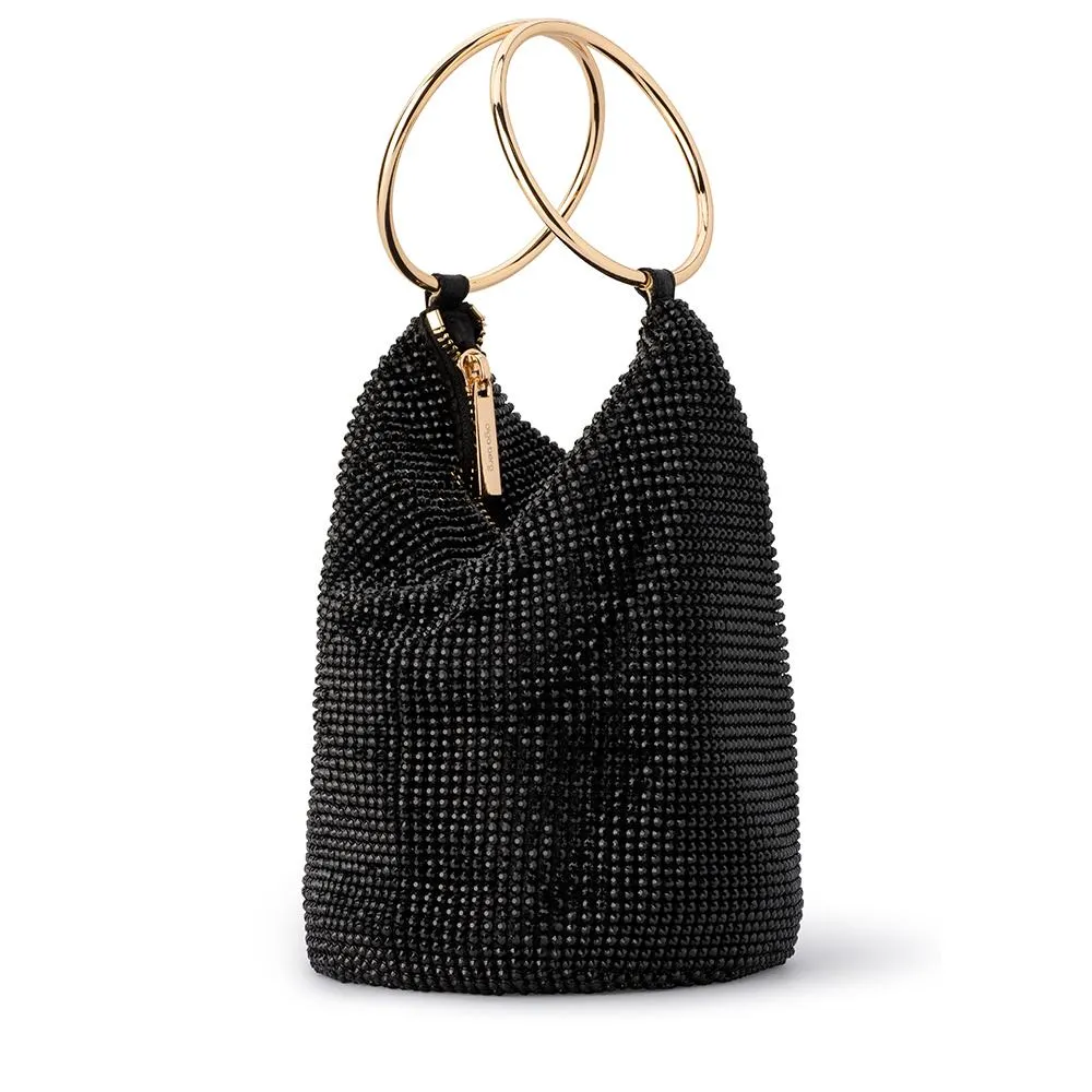 ELLIE Crystal Mesh Ring Handle Bag