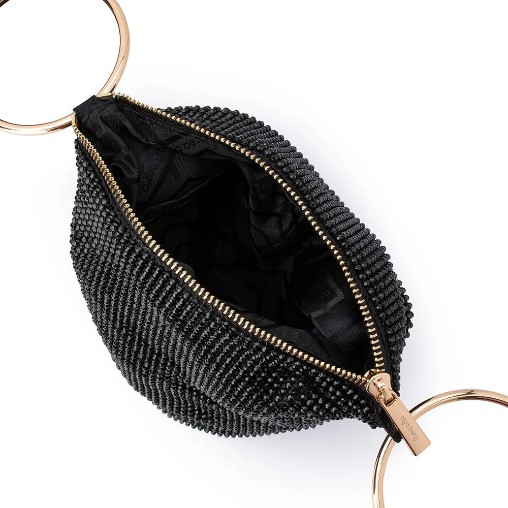 ELLIE Crystal Mesh Ring Handle Bag