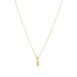 Engravable Rectangle Tag Necklace - Gold