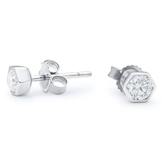 Everyday Value: 14K Gold Diamond Hexagon Bezel Stud Earrings