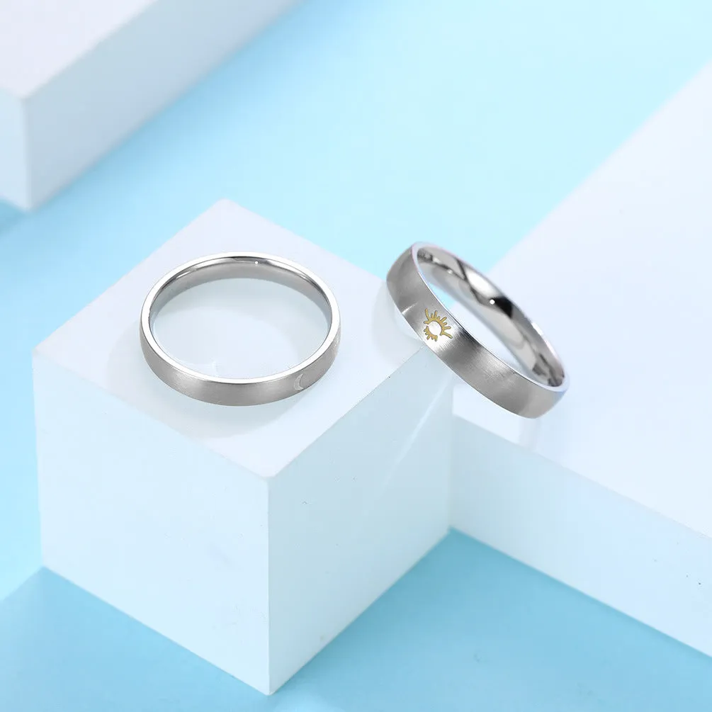 Glow in Dark Sun and Moon Couple Rings Set